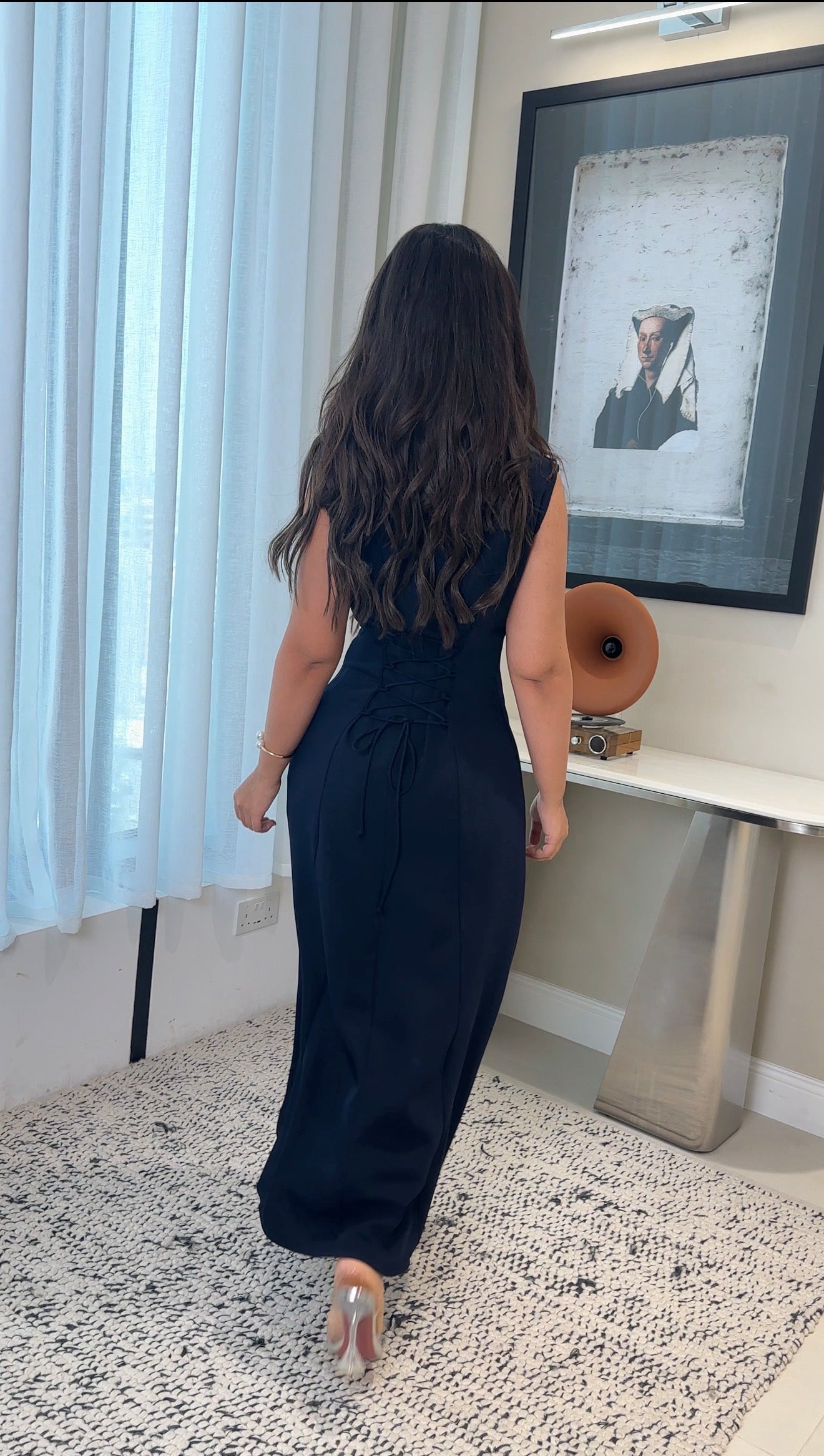 Navy ruffle